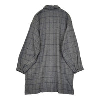 MIDIUMISOLID ウール チェック ロングシャツ シャツチュニック 長袖シャツ グレー レディース ミディウミソリッド【中古】5-1013T∞