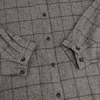 MIDIUMISOLID ウール チェック ロングシャツ シャツチュニック 長袖シャツ グレー レディース ミディウミソリッド【中古】5-1013T∞
