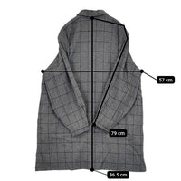 MIDIUMISOLID ウール チェック ロングシャツ シャツチュニック 長袖シャツ グレー レディース ミディウミソリッド【中古】5-1013T∞