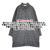 MIDIUMISOLID ウール チェック ロングシャツ シャツチュニック 長袖シャツ グレー レディース ミディウミソリッド【中古】5-1013T∞