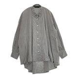 mizuiro-ind ギンガムチェック フレアシャツ ワイド チュニック コットン シャツ チャコールグレー ホワイト レディース ミズイロインド【中古】5-1021M△