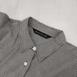 mizuiro-ind ギンガムチェック フレアシャツ ワイド チュニック コットン シャツ チャコールグレー ホワイト レディース ミズイロインド【中古】5-1021M△