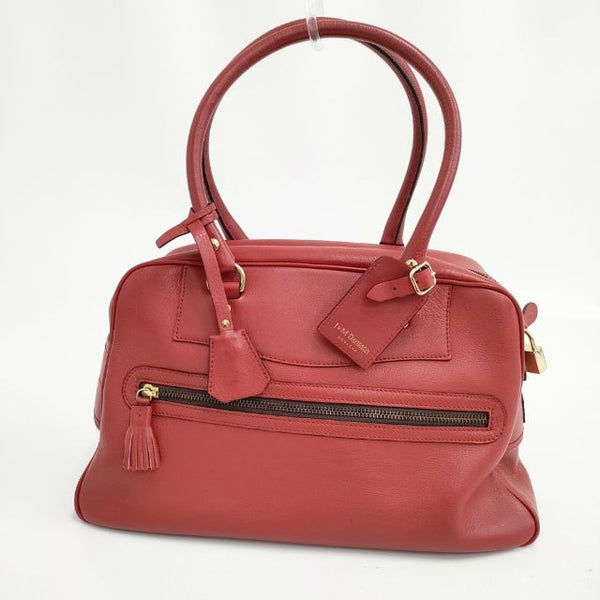 J&M Davidson スペイン製 鍵付き vivi レザー トートバッグ ボストンバッグ レッド レディース ジェイアンドエムデヴィッドソン【中古】5-1029G∞