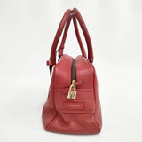 J&M Davidson スペイン製 鍵付き vivi レザー トートバッグ ボストンバッグ レッド レディース ジェイアンドエムデヴィッドソン【中古】5-1029G∞