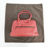 J&M Davidson スペイン製 鍵付き vivi レザー トートバッグ ボストンバッグ レッド レディース ジェイアンドエムデヴィッドソン【中古】5-1029G∞