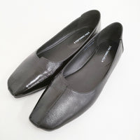 yuko imanishi ASAHI レザー エナメル アシンメトリーフラットシューズ 定価16500円 38 靴 ブラック レディース ユウコイマニシ【中古】5-0710G♪