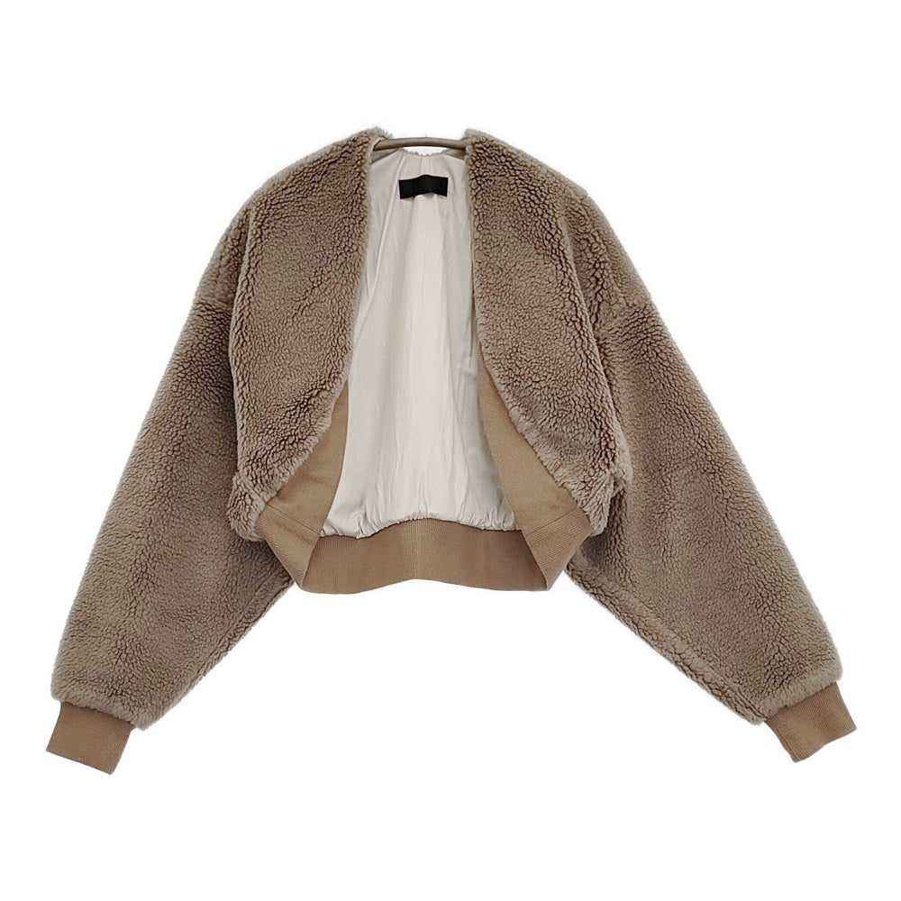 ALWEL ボア スリーブジャケット 定価59400円 ボレロ ALP-4 カーディガン グレージュ レディース オルウェル【中古】5-1026T♪ ALWEL ボア スリーブジャケット 定価59400円 ボレロ ALP-4