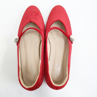 ONE TWO＆CO. ワントゥーアンドコー 未使用品 Mary Jane RED 40 定価33000円 ベルベット チャイナシューズ レッド レディース【中古】5-0710G♪