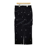 POLO GOLF RALPH LAUREN ポロゴルフ ラルフローレン 刺繍パンツ ドクロ スカル コーデュロイ パンツ ブラック メンズ ポロ【中古】5-1120T∞