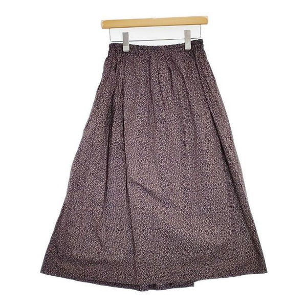 homspun キャラコ小花プリント ギャザースカート 定価26400円 231-4503 ロングスカート パープル オレンジ レディース ホームスパン【中古】5-1124M∞