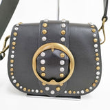 POLO RALPH LAUREN 未使用品 スタッズ レザー 革 ショルダーバッグ ブラック レディース ポロ・ラルフローレン【中古】5-1029G∞