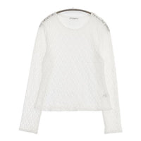 BEAUTY&YOUTH UNITED ARROWS フラワーレース プルオーバー 定価8190円 カットソー ホワイト レディース ビューティアンドユース【中古】5-0927M∞