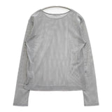 BEAUTY&YOUTH UNITED ARROWS メッシュ素材 長袖Ｔシャツ カットソー ロンＴ グレー レディース ビューティアンドユース【中古】5-0927M∞