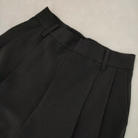 BEAUTY&YOUTH UNITED ARROWS ポリエステルツイル 2タック パンツ センタープレススラックス パンツ ブラック レディース ビューティアンドユース【中古】5-0927G∞