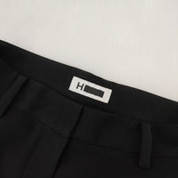 H BEAUTY&YOUTH DOUBLE CLOTH WIDE TAPERED PANTS 定価22000円 センタープレススラックス パンツ ブラック レディース エイチビューティアンドユース【中古】5-0927G∞