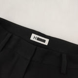 H BEAUTY&YOUTH DOUBLE CLOTH WIDE TAPERED PANTS 定価22000円 センタープレススラックス パンツ ブラック レディース エイチビューティアンドユース【中古】5-0927G∞