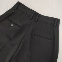 H BEAUTY&YOUTH DOUBLE CLOTH WIDE TAPERED PANTS 定価22000円 センタープレススラックス パンツ ブラック レディース エイチビューティアンドユース【中古】5-0927G∞