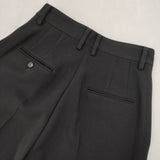 H BEAUTY&YOUTH DOUBLE CLOTH WIDE TAPERED PANTS 定価22000円 センタープレススラックス パンツ ブラック レディース エイチビューティアンドユース【中古】5-0927G∞