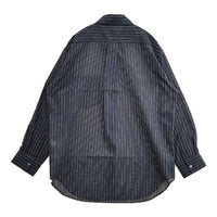 ROKU 6 BEAUTY&YOUTH スケ ストライプ シャツ 定価27500円 長袖シャツ 24AW ネイビー レディース ロクビューティアンドユース【中古】5-0927M∞