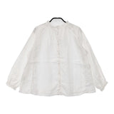 nest Robe リネンスタンドフリルブラウス 長袖 バックボタン 01175-1112 シャツ ホワイト レディース ネストローブ【中古】5-0801M△