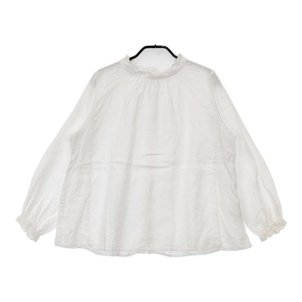 nest Robe リネンスタンドフリルブラウス 長袖 バックボタン 01175-1112 シャツ ホワイト レディース ネストローブ【中古】5-0801M△