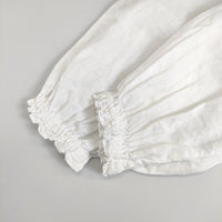nest Robe リネンスタンドフリルブラウス 長袖 バックボタン 01175-1112 シャツ ホワイト レディース ネストローブ【中古】5-0801M△