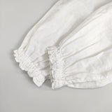 nest Robe リネンスタンドフリルブラウス 長袖 バックボタン 01175-1112 シャツ ホワイト レディース ネストローブ【中古】5-0801M△