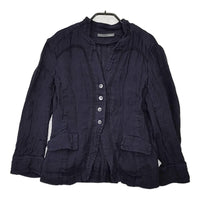 NADELL 新品 かぐれ購入 二重ガーゼのリネンジャケット 定価34000円 16SS-3111 ジャケット ネイビー レディース ナデル【中古】5-0801M△