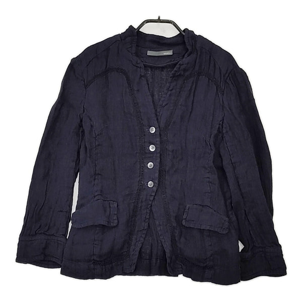 NADELL 新品 かぐれ購入 二重ガーゼのリネンジャケット 定価34000円 16SS-3111 ジャケット ネイビー レディース ナデル【中古】5-0801M△