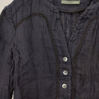 NADELL 新品 かぐれ購入 二重ガーゼのリネンジャケット 定価34000円 16SS-3111 ジャケット ネイビー レディース ナデル【中古】5-0801M△