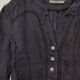 NADELL 新品 かぐれ購入 二重ガーゼのリネンジャケット 定価34000円 16SS-3111 ジャケット ネイビー レディース ナデル【中古】5-0801M△