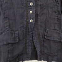 NADELL 新品 かぐれ購入 二重ガーゼのリネンジャケット 定価34000円 16SS-3111 ジャケット ネイビー レディース ナデル【中古】5-0801M△