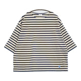 ORCIVAL 未使用 クルーネックハーフスリーブプルオーバー Tシャツ カットソー ブルー ベージュ レディース オーシバル/オーチバル【中古】5-0806S♪