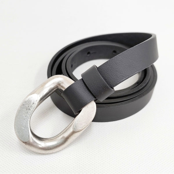 LEFIJE レフィエ 24AW TRESOR カーフベルト 定価12100円 革 レザー イタリア製 ベルト ブラック レディース【中古】5-0808G◎