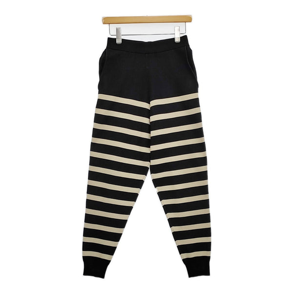 HYKE 231-11318 013 ボーダー ニットパンツ イージーパンツ サイズ1 コットン混 パンツ ブラック ベージュ レディース ハイク【中古】5-1021M△