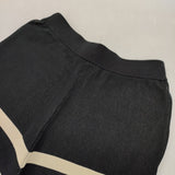 HYKE 231-11318 013 ボーダー ニットパンツ イージーパンツ サイズ1 コットン混 パンツ ブラック ベージュ レディース ハイク【中古】5-1021M△