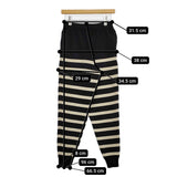 HYKE 231-11318 013 ボーダー ニットパンツ イージーパンツ サイズ1 コットン混 パンツ ブラック ベージュ レディース ハイク【中古】5-1021M△