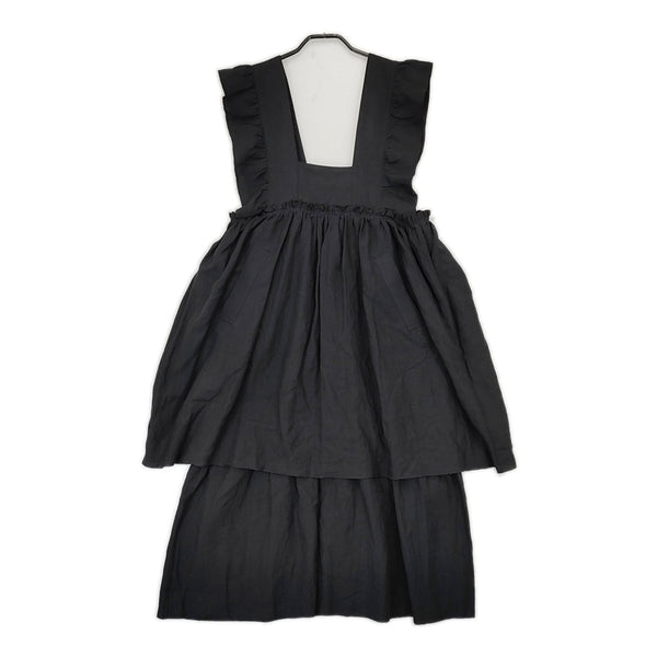 HOLIDAY 22102801 LINEN RAFFLE APRON DRESS 定価47300円 ジャンパースカート ワンピース 22SS ブラック レディース ホリデイ【中古】5-0801M△