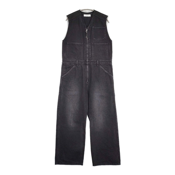 TOGA VIRILIS デニム サロペット サイズ44 ノースリーブ Vネック オールインワン ツナギ ブラック メンズ トーガ【中古】5-0806S♪