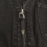 TOGA VIRILIS デニム サロペット サイズ44 ノースリーブ Vネック オールインワン ツナギ ブラック メンズ トーガ【中古】5-0806S♪