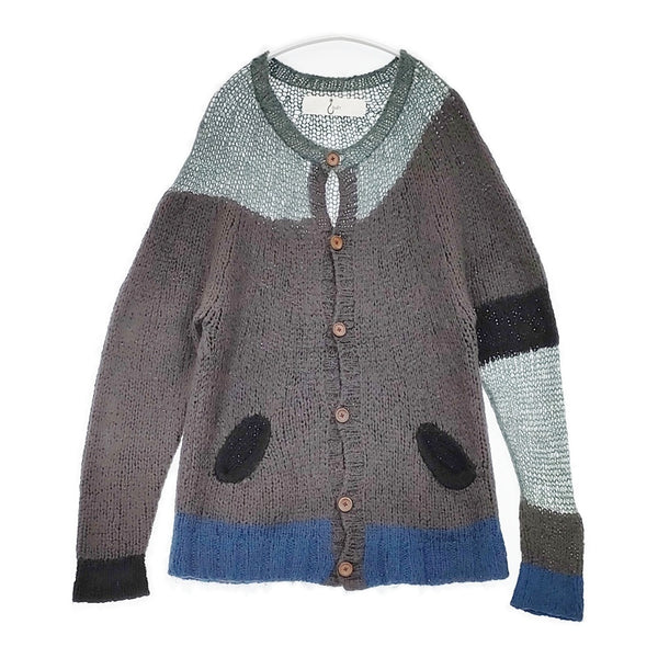 Que? Sugar Maple GASA サイズ3 カーディガン グレー ネイビー レディース クエ【中古】5-1125T◎