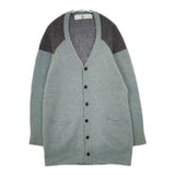 Que? ウール 切り替え GASA ニット カーディガン ライトブルー グレー レディース クエ【中古】5-1116T∞