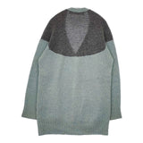 Que? ウール 切り替え GASA ニット カーディガン ライトブルー グレー レディース クエ【中古】5-1116T∞