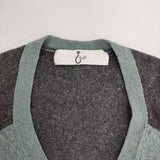 Que? ウール 切り替え GASA ニット カーディガン ライトブルー グレー レディース クエ【中古】5-1116T∞