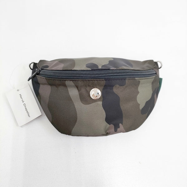 Herve Chapelier 新品 8851MW カモフラージュ ナイロンポーチ カモフラージュ 定価60280円 ポーチ カーキ レディース エルベ・シャプリエ【中古】5-0808G◎