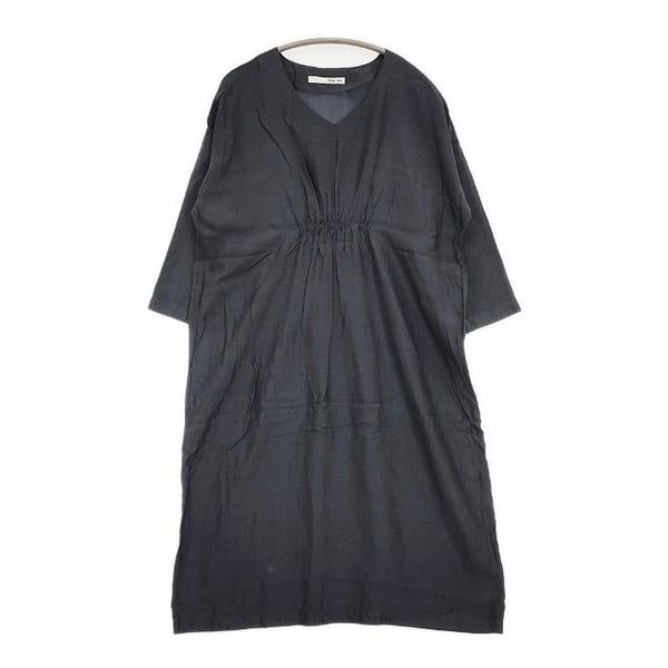 evam eva シルクキュプラギャザーワンピース 定価37400円 E171T065 ワンピース ブラック レディース エヴァムエヴァ【中古】5-1109M∞