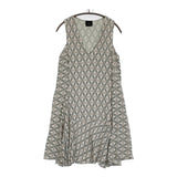 ALYSI 総柄 イタリア製 サイズ40 Vネック ノースリーブ ワンピース ライトグリーン ホワイト レディース アリジ【中古】5-0716S♪