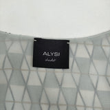 ALYSI 総柄 イタリア製 サイズ40 Vネック ノースリーブ ワンピース ライトグリーン ホワイト レディース アリジ【中古】5-0716S♪