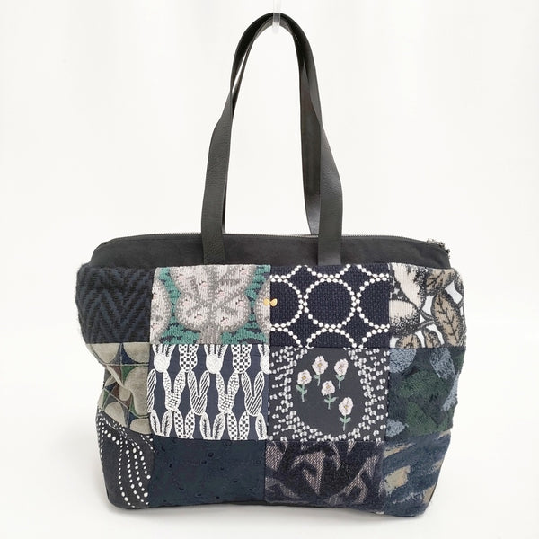 mina perhonen piece bag ピースバッグ パッチワーク 定価30800円 トートバッグ ネイビー レディース ミナペルホネン【中古】5-0718G♪