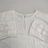 ゴーシュ ライトコットンサテンプルオーバーブラウス 定価26400円 G244-B028 ブラウス シャツ 24AW ホワイト レディース ゴーシュ【中古】5-1214M∞